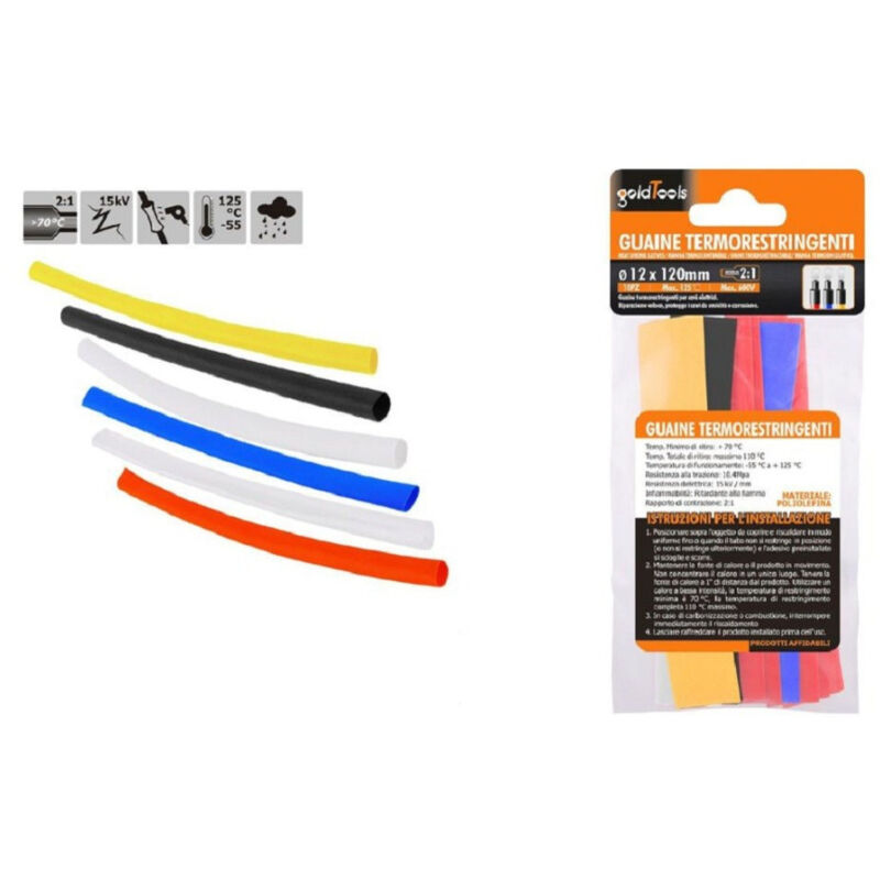 foto del prodotto trade shop traesio kaela set 10 pz guaine termorestringenti termoretrattili colorate 12x120 mm cavi 57096 