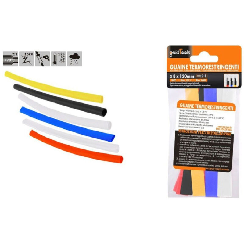 foto del prodotto trade shop traesio kaela set 10 pz guaine termorestringenti termoretrattili colorate 8x120 mm cavi 57094 