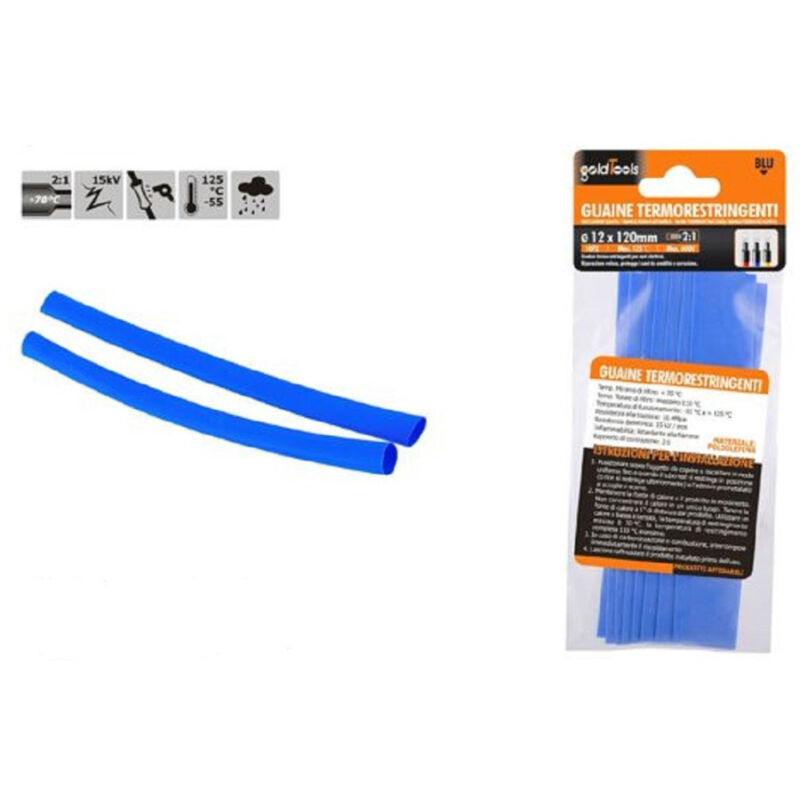 foto del prodotto trade shop traesio kaela set 10pz guaine termorestringenti termoretrattili blu 12 x 120 mm per cavi 57081 