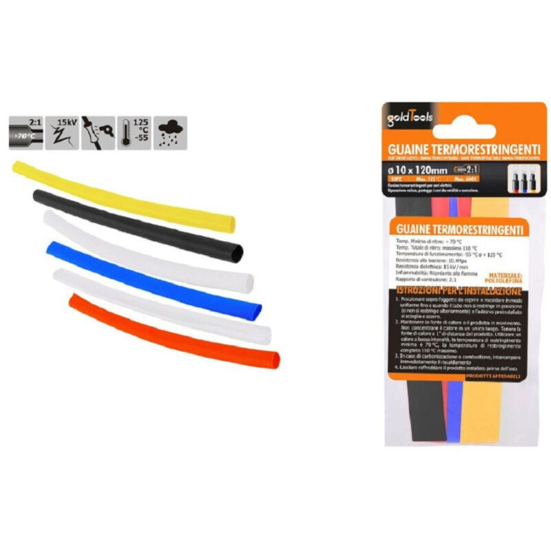 foto del prodotto trade shop traesio kaela set 10pz guaine termorestringenti termoretrattili colorate 10x120 mm cavi 57095 