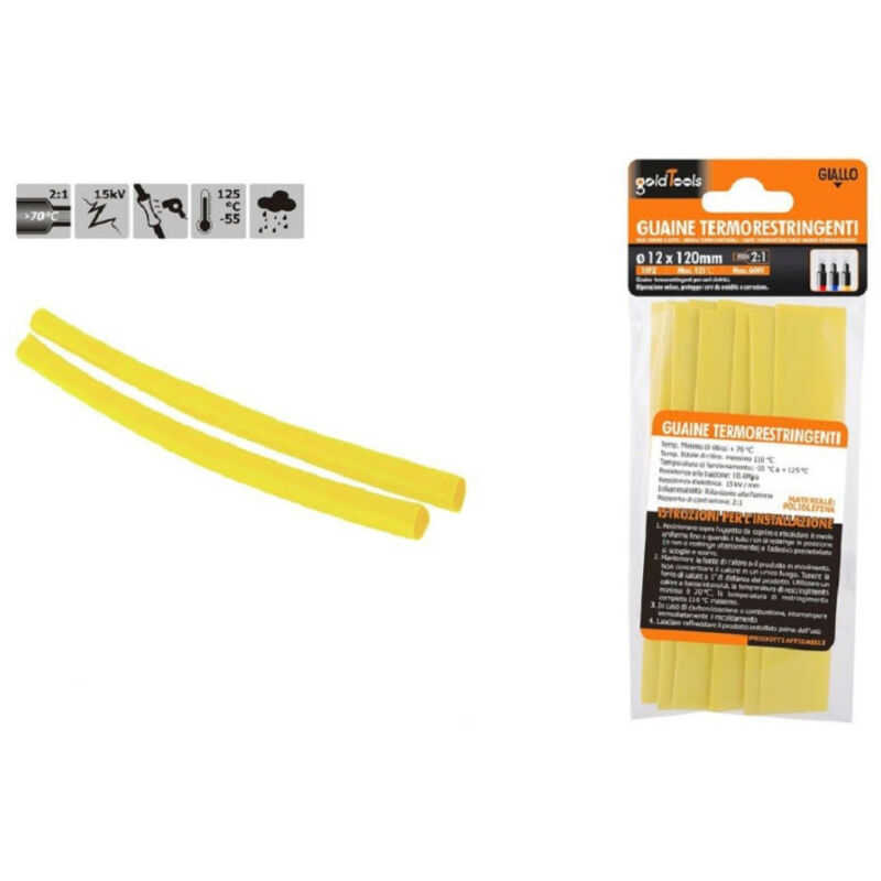 foto del prodotto trade shop traesio kaela set 10pz guaine termorestringenti termoretrattili gialle 12x120mm per cavi 57091 