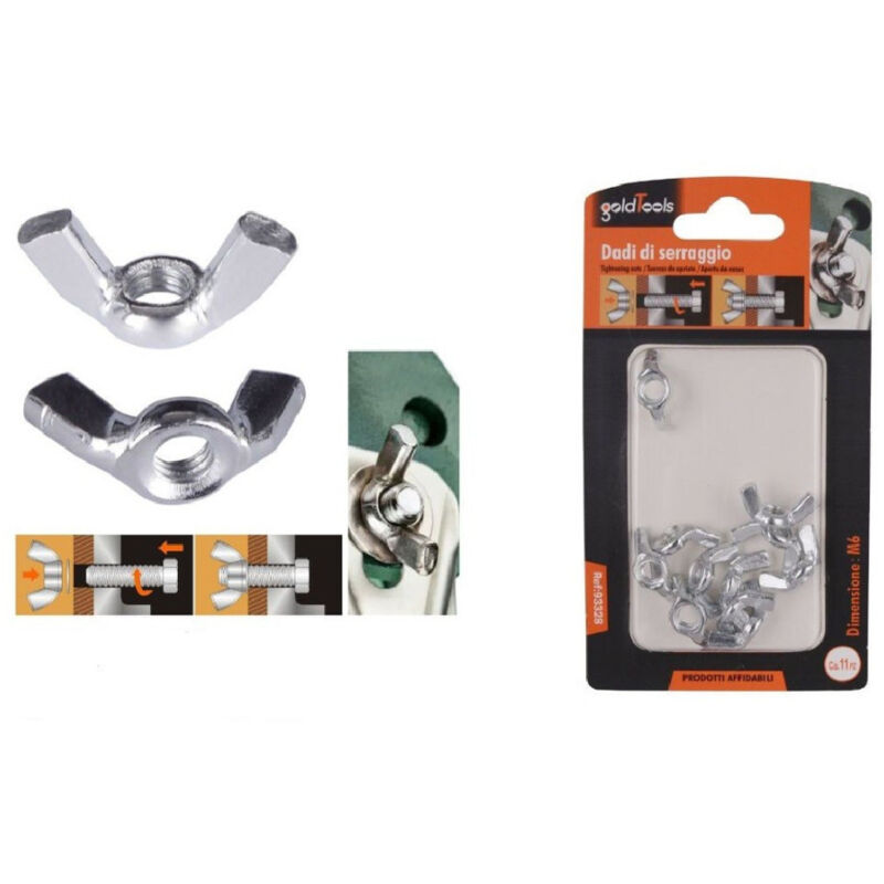 foto del prodotto trade shop traesio kaela set 11 pezzi dadi di serraggio dado con alette filettatura m6 fissaggio 93328 