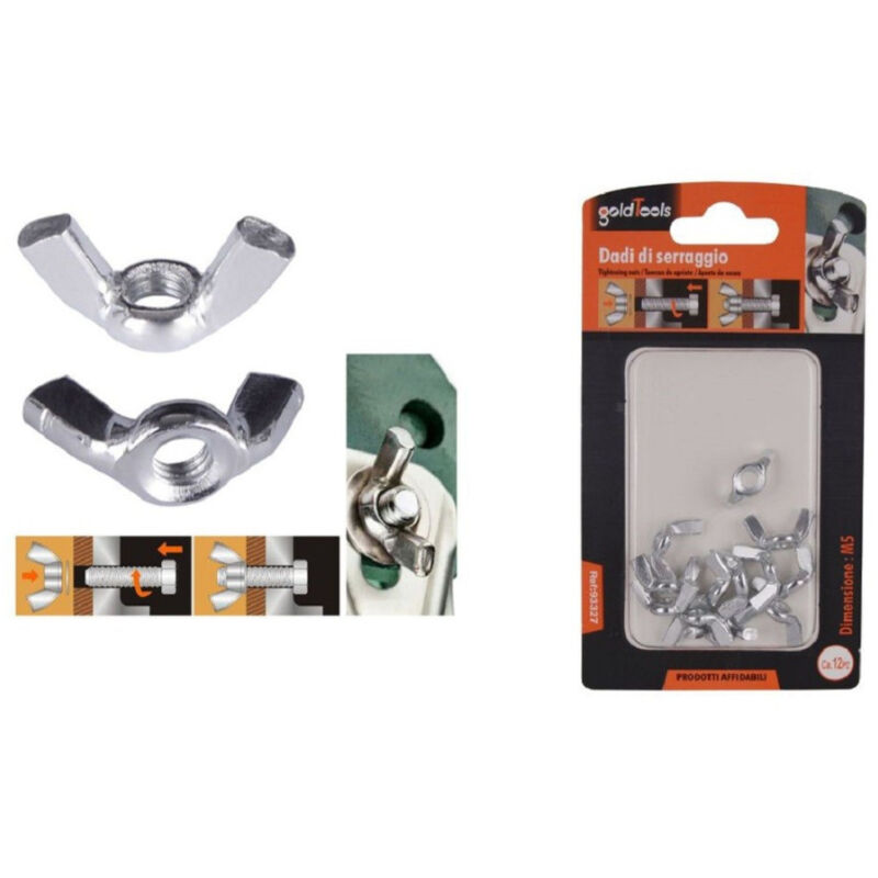 foto del prodotto trade shop traesio kaela set 12 pezzi dadi di serraggio dado con alette filettatura m5 fissaggio 93327 