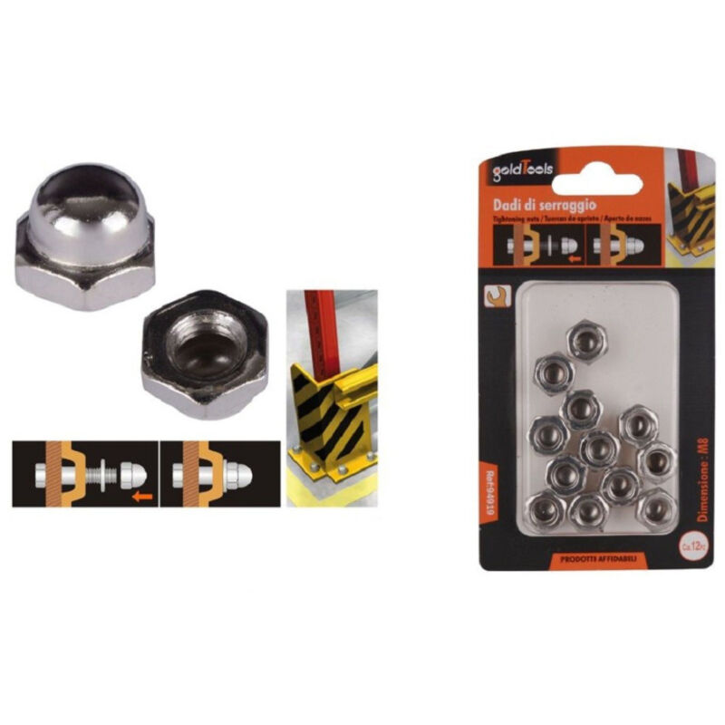 foto del prodotto trade shop traesio kaela set 12pz dado dadi ciechi esagonali m8 serraggio 8 mm per chiave esagonale 94919 