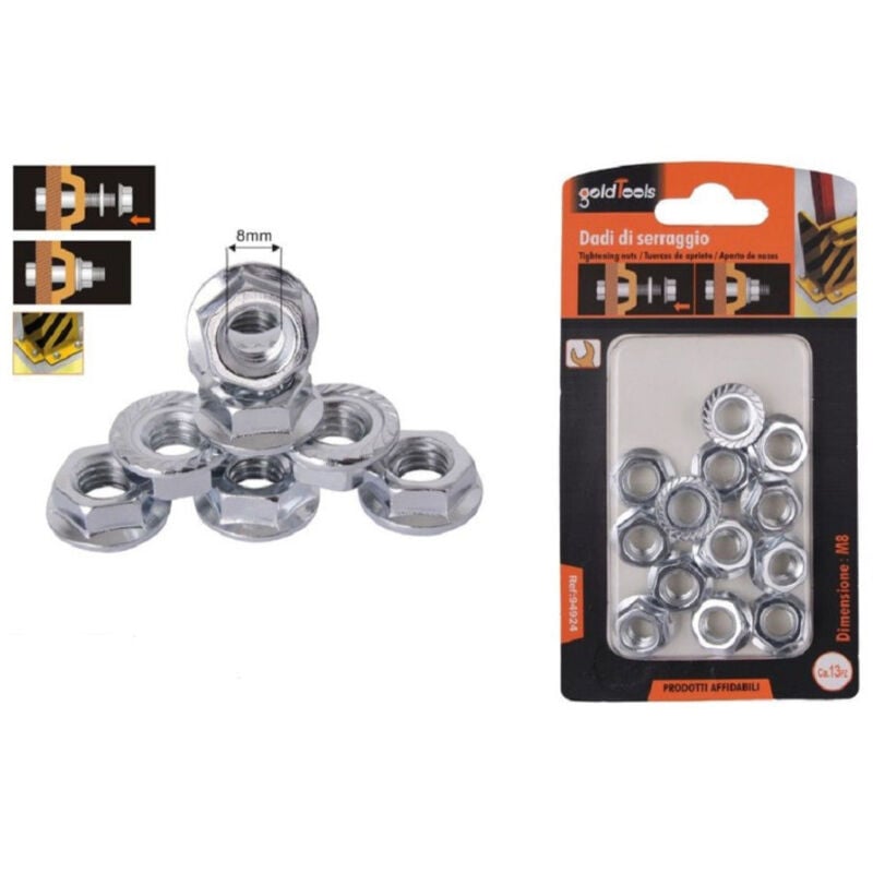 foto del prodotto trade shop traesio kaela set 13 pz dado esagonale flangiato dadi di serraggio m8 bulloni vite 8mm 94924 