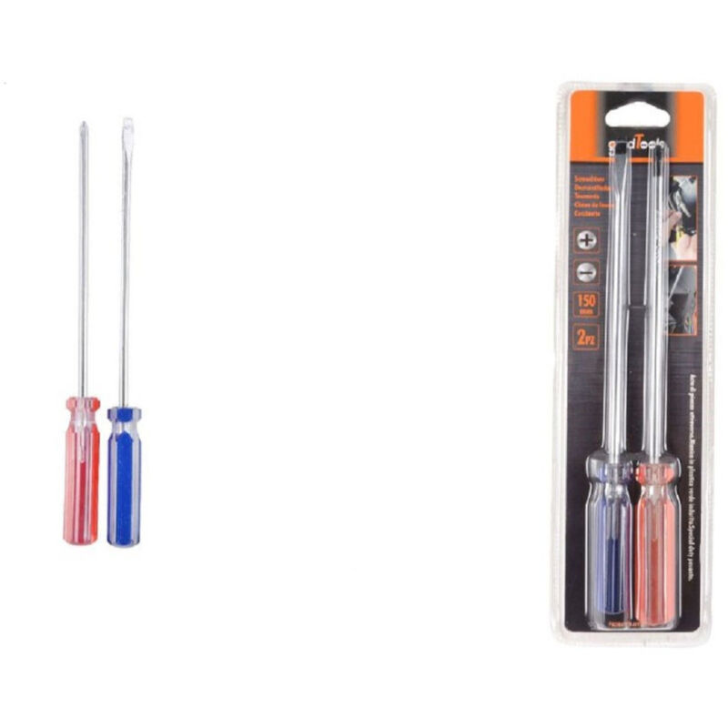 foto del prodotto trade shop traesio kaela set 2 pezzi cacciavite a taglio e a stella 150mm con manico cristallo 6 91898 