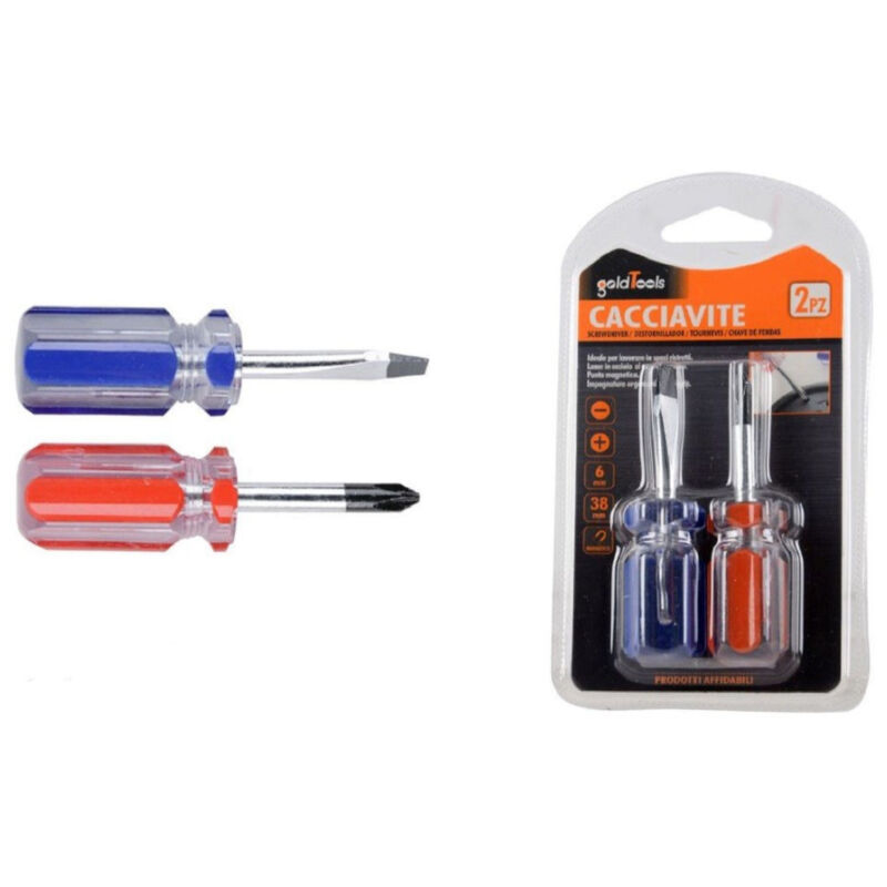 foto del prodotto trade shop traesio kaela set 2 pz cacciavite nano con punta magnetica a taglio e a stella 6mm 38mm 91894 