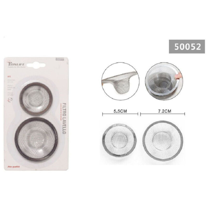 foto del prodotto trade shop traesio kaela set 2 pz filtro filtri per lavello 7.2 5,5cm per cucina bagno in acciaio 50052 