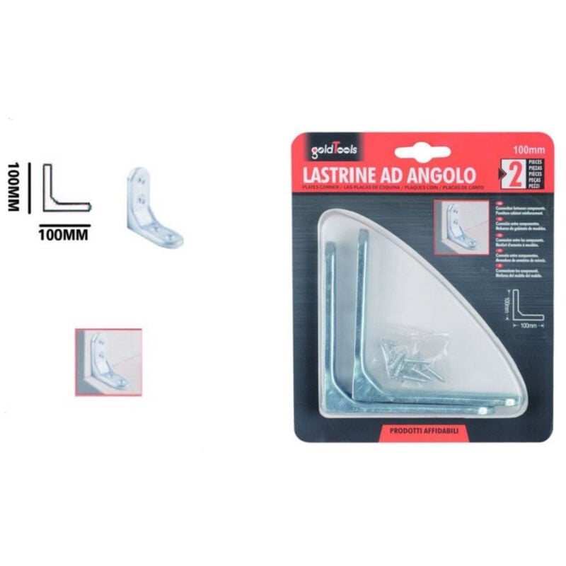 foto del prodotto trade shop traesio kaela set 2 pz lastrina ad angolo 100mm sostegno staffa angolare con viti mobili 91214 