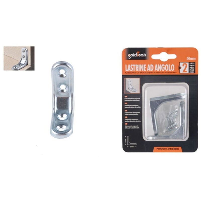 foto del prodotto trade shop traesio kaela set 2 pz lastrina ad angolo 50mm sostegno staffa angolare con viti mobili 94780 