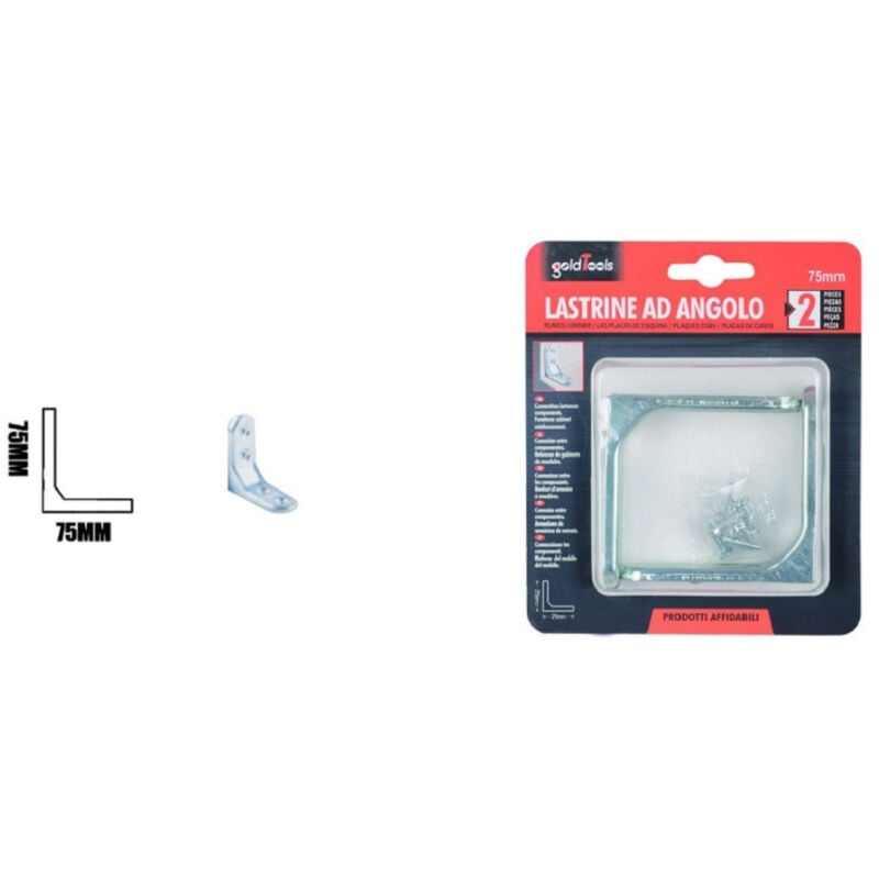 foto del prodotto trade shop traesio kaela set 2 pz lastrina ad angolo 75 mm sostegno staffa angolare con viti mobili 91213 