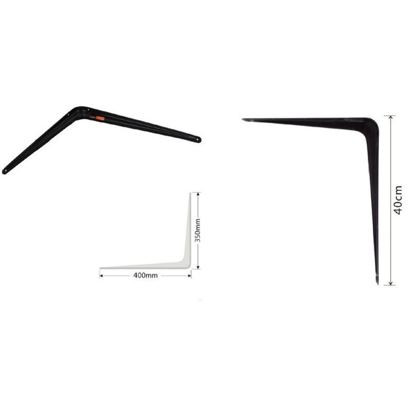 foto del prodotto trade shop traesio kaela set 2 pz reggimensola supporto staffa triangolo mensola metallo 40 cm nero 91275 