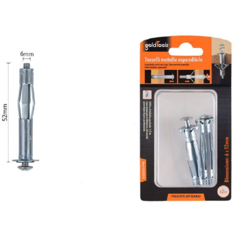 foto del prodotto trade shop traesio kaela set 2 pz tasselli metallici espandibile viti a espansione stile i 6x52 mm 92855 