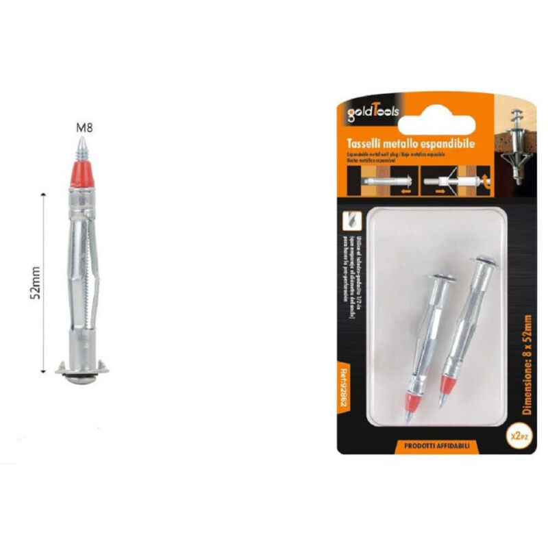 foto del prodotto trade shop traesio kaela set 2 pz tasselli metallo espandibile viti ad espansione con punta 8x52 mm 92862 