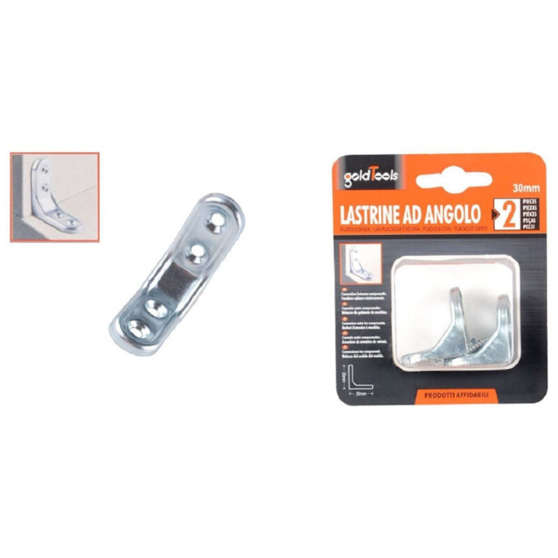 foto del prodotto trade shop traesio kaela set 2pz lastrina ad angolo 30x30mm sostegno staffa angolare con viti mobili 91211 