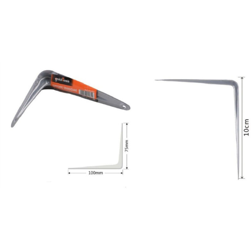 foto del prodotto trade shop traesio kaela set 2pz reggimensola supporto staffa triangolo mensola metallo 10cm grigio 91260 
