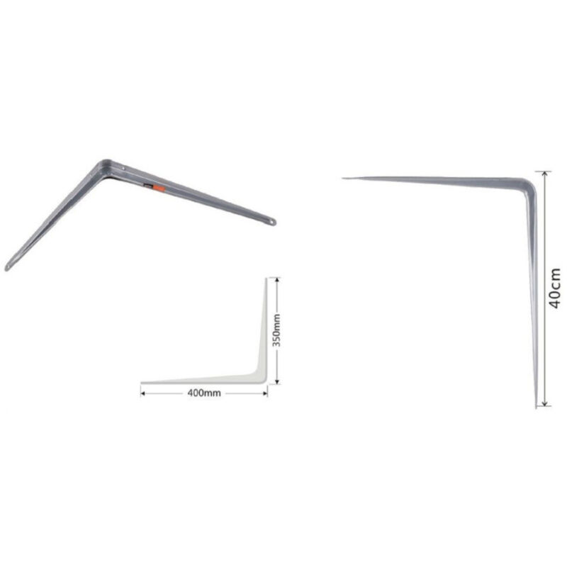 foto del prodotto trade shop traesio kaela set 2pz reggimensola supporto staffa triangolo mensola metallo 40cm grigio 91267 