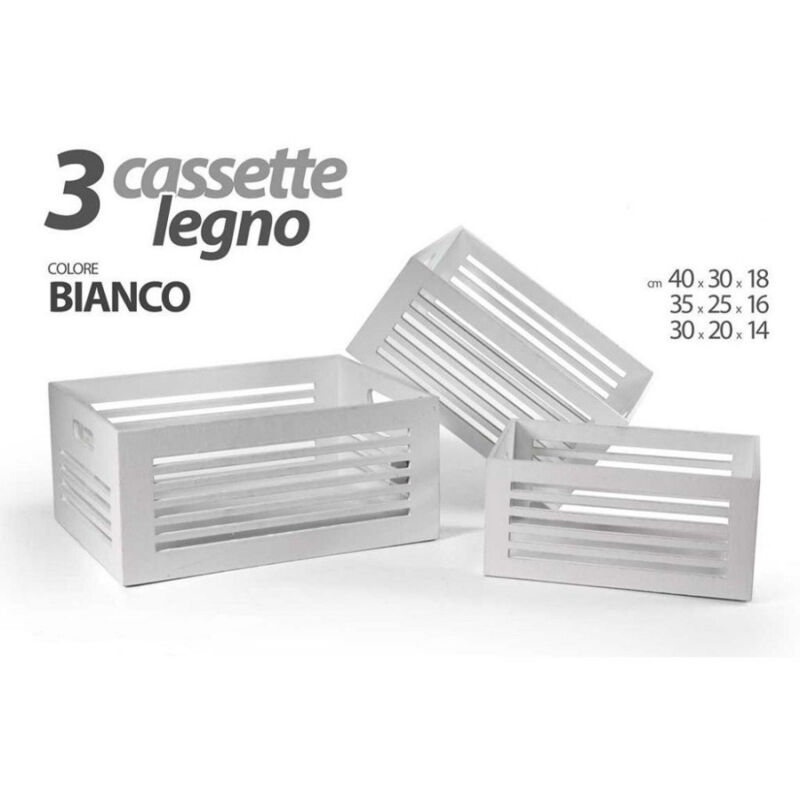 foto del prodotto trade shop traesio kaela set 3 cassette legno centrotavola arredo moderno classico h18 16 14cm bianco 799594 
