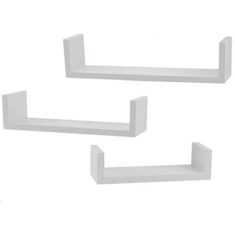 foto del prodotto trade shop traesio kaela set 3 mensole parete in legno color bianco moderne design bordi scaffale 621710 