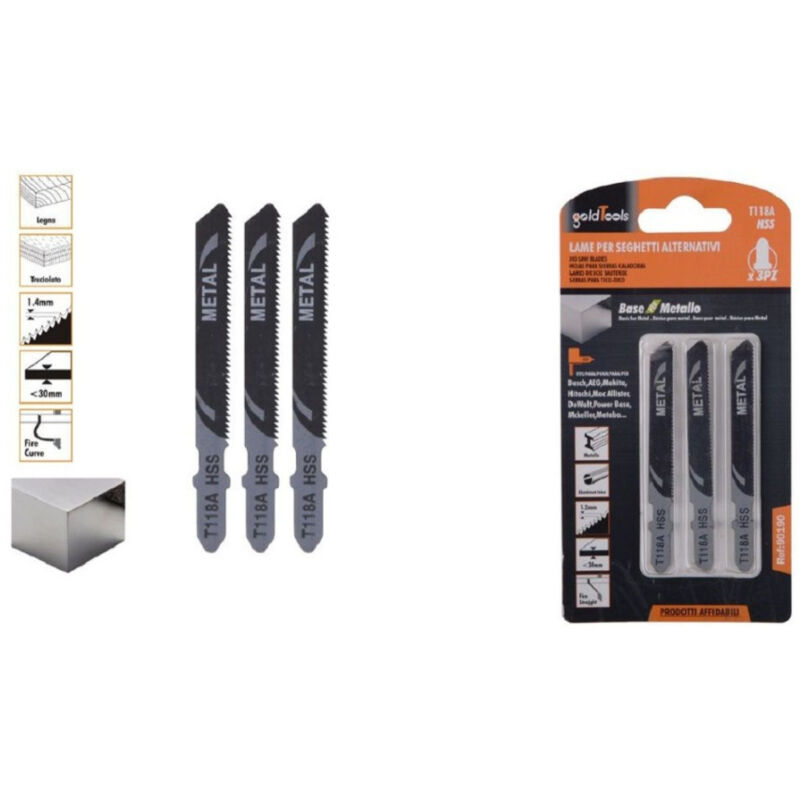 foto del prodotto trade shop traesio kaela set 3 pz lame per seghetto alternativo t118a hcs lama ricambi per metallo 90190 