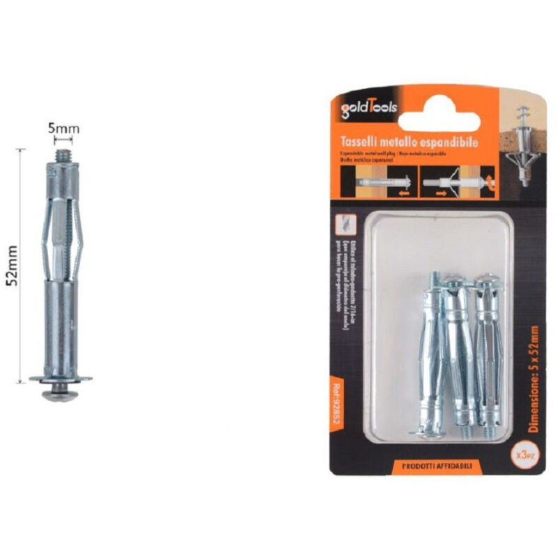 foto del prodotto trade shop traesio kaela set 3 pz tasselli metallici espandibili viti a espansione stile i 5x52 mm 92852 