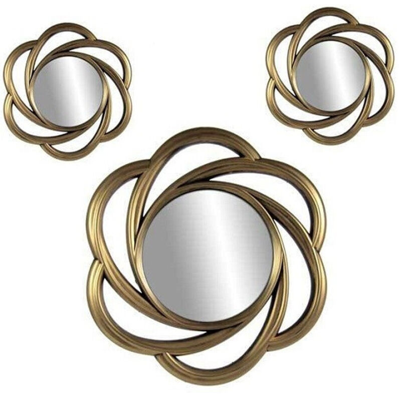 foto del prodotto trade shop traesio kaela set 3 specchi parete decorativi oro anticato libera installazione 20 35cm 836855 