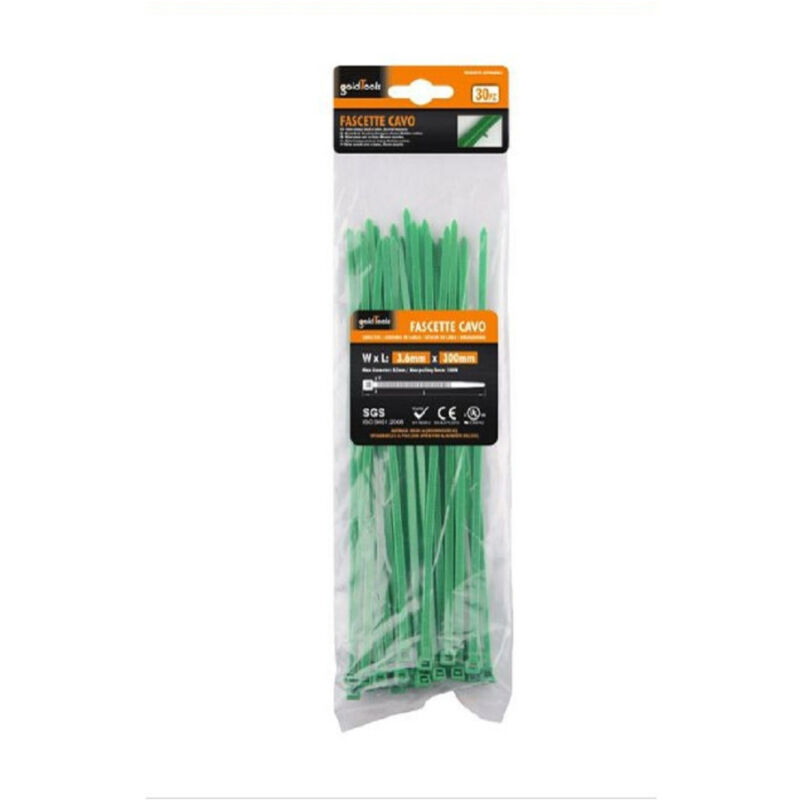 foto del prodotto trade shop traesio kaela set 30 pz fascette cavi cavo verde stringenti in plastica nylon 3.6x300 mm 92397 