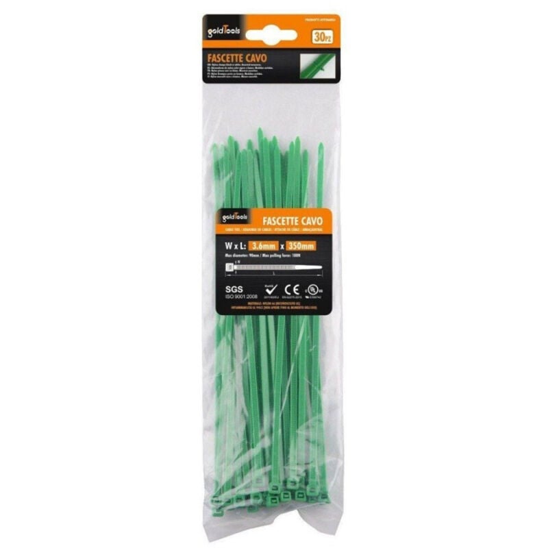 immagine 0 del prodotto trade shop traesio kaela set 30 pz fascette cavi cavo verde stringenti in plastica nylon 3.6x350 mm 92398 