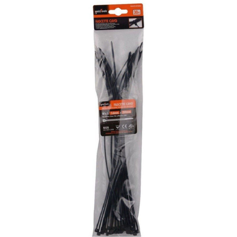 foto del prodotto trade shop traesio kaela set 30pz fascette cavi cavo nero stringenti in plastica nylon 3.6 x 300 mm 92383 