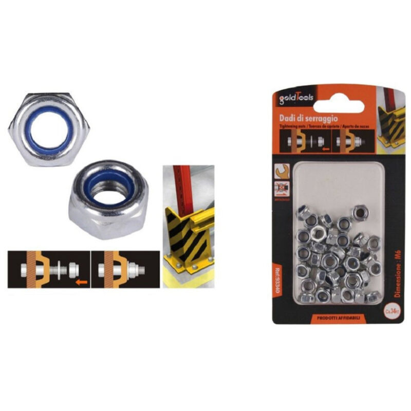 foto del prodotto trade shop traesio kaela set 34 pz dado esagonale dadi di serraggio m6 6mm antiscivolo bulloni viti 93340 