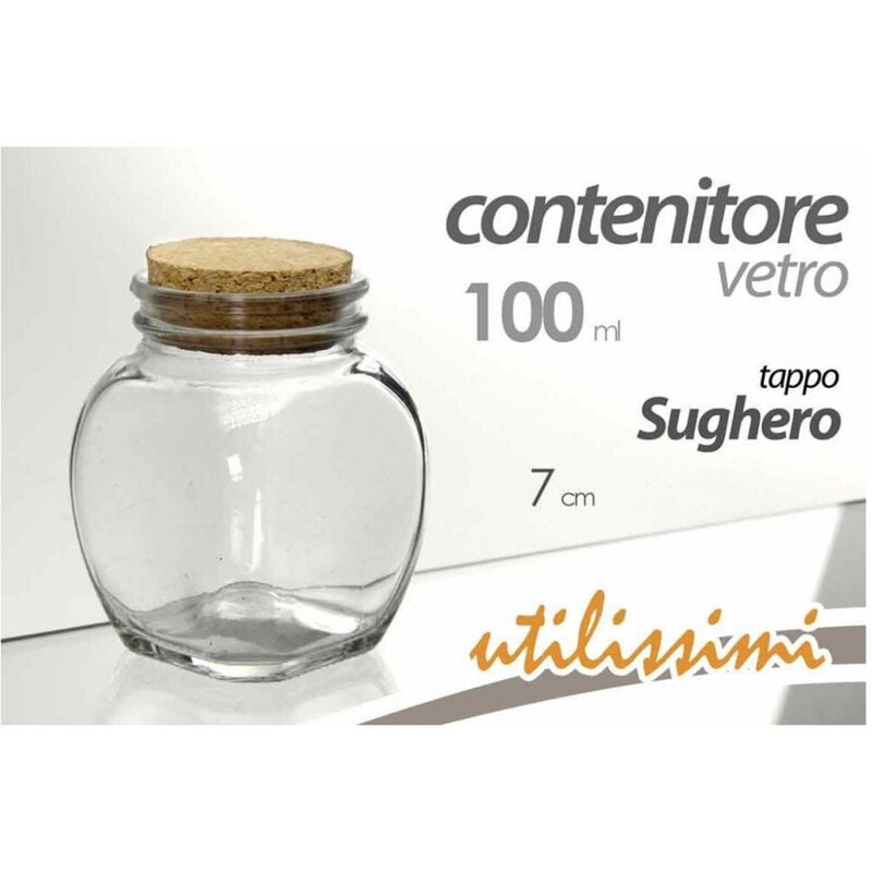 foto del prodotto trade shop traesio kaela set 3pz contenitore barattolo barattolino tondo 100ml vetro tappo sughero 708664 