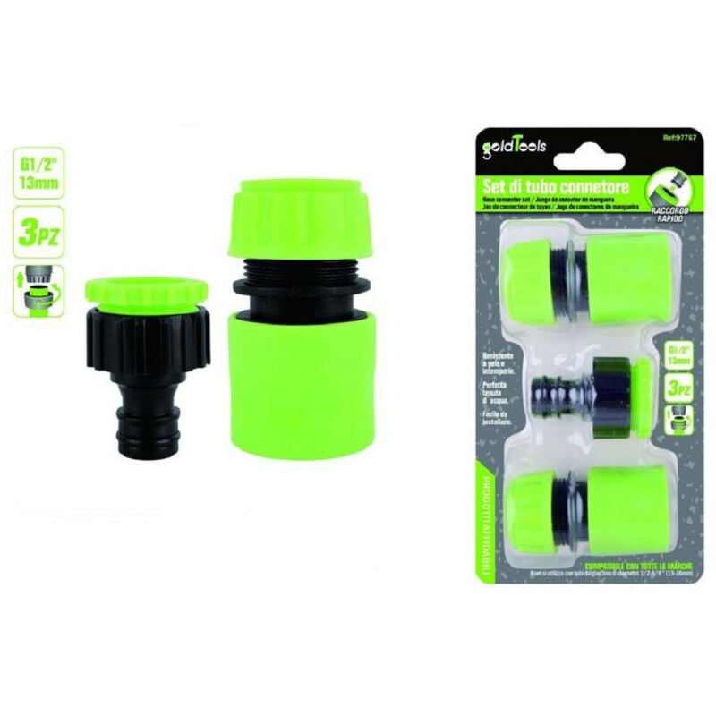 foto del prodotto trade shop traesio kaela set 3pz raccordo giunzione connettore rapido adattatore 1 2 tubo giardino 97767 