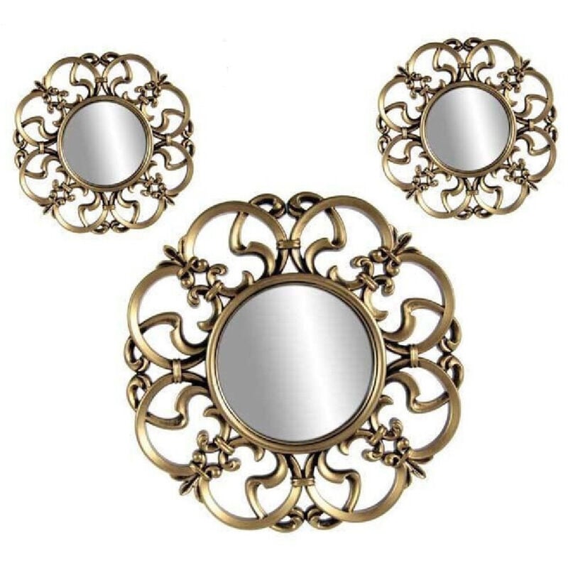 foto del prodotto trade shop traesio kaela set 3pz specchi parete decorativi oro bronzo libera installazione 20 35cm 836893 