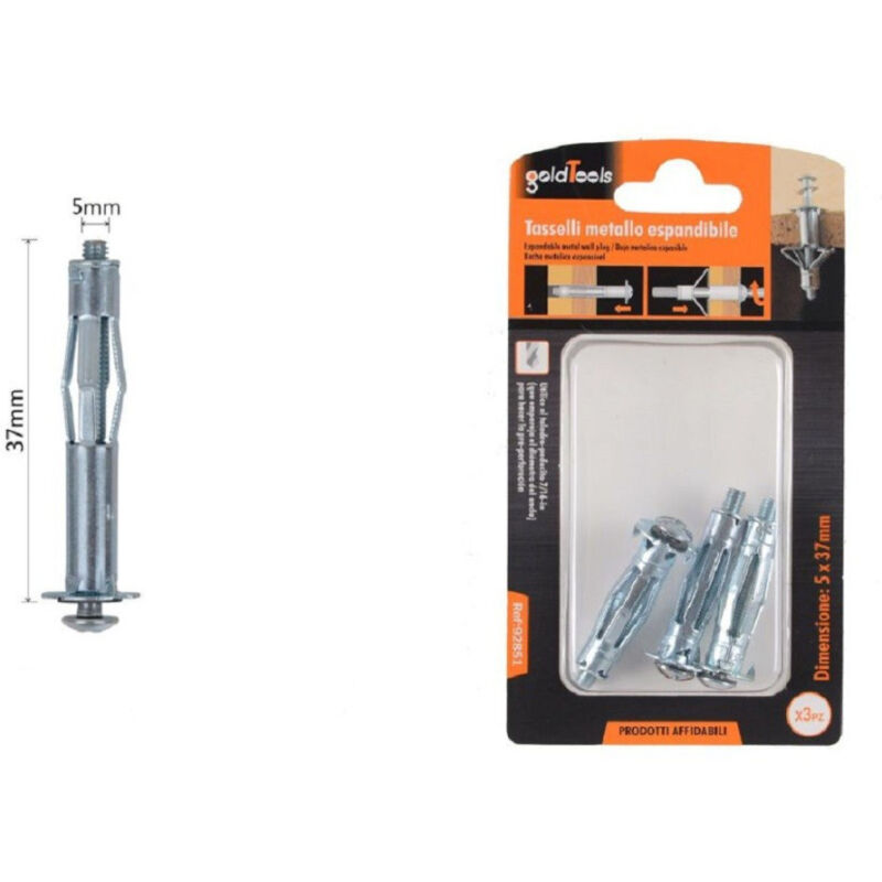 foto del prodotto trade shop traesio kaela set 3pz tasselli metallici espandibili viti a espansione stile i 5 x 37 mm 92851 