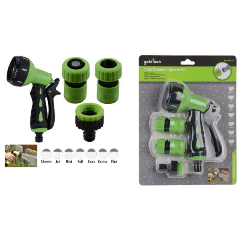 foto del prodotto trade shop traesio kaela set 4 pz giardino lancia a pistola spruzzo a 7 getti con raccordi da 1 2 90018 