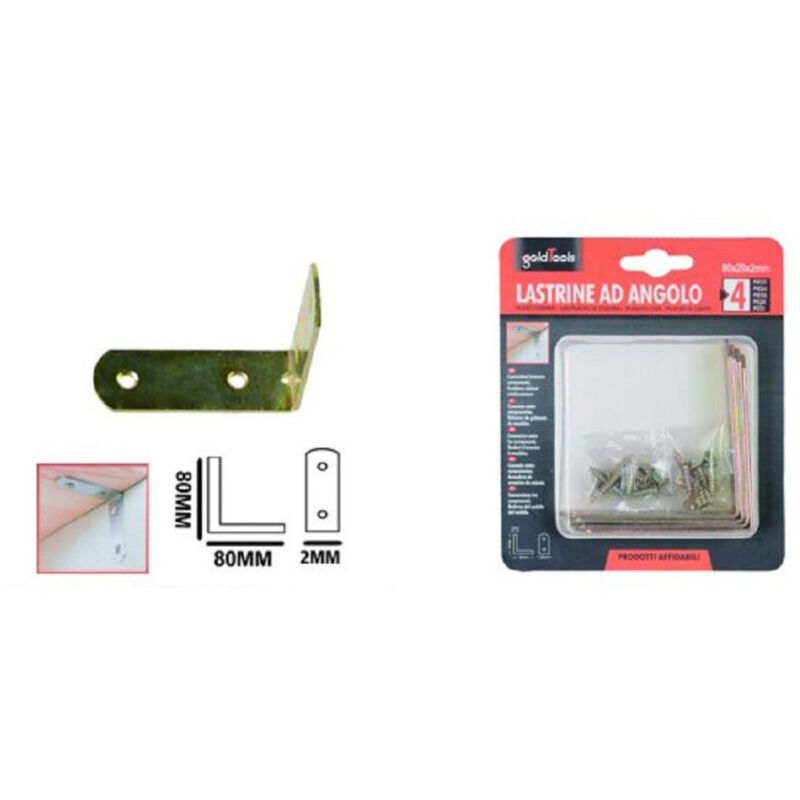 foto del prodotto trade shop traesio kaela set 4 pz lastrina lastrine ad angolo forma l 80x20x2mm con viti per mobili 91220 