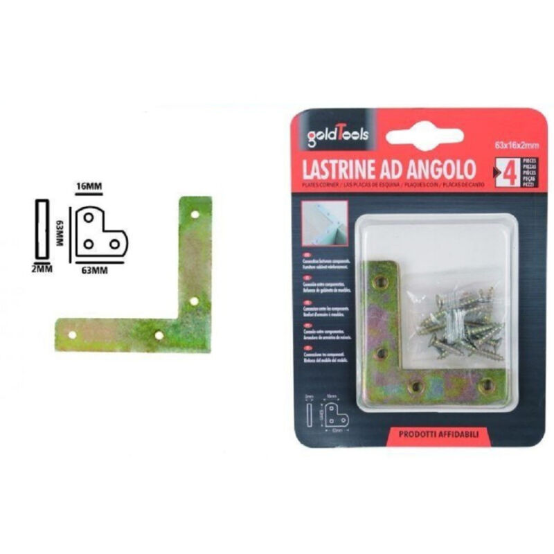 foto del prodotto trade shop traesio kaela set 4 pz lastrina lastrine ad angolo forma v 63x16x2mm con viti per mobili 91228 