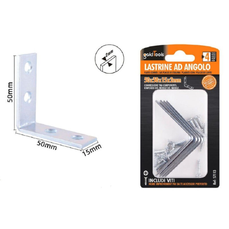 foto del prodotto trade shop traesio kaela set 4 pz lastrine ad angolo lastrina angolare 50x50x15x2mm con viti mobili 57113 