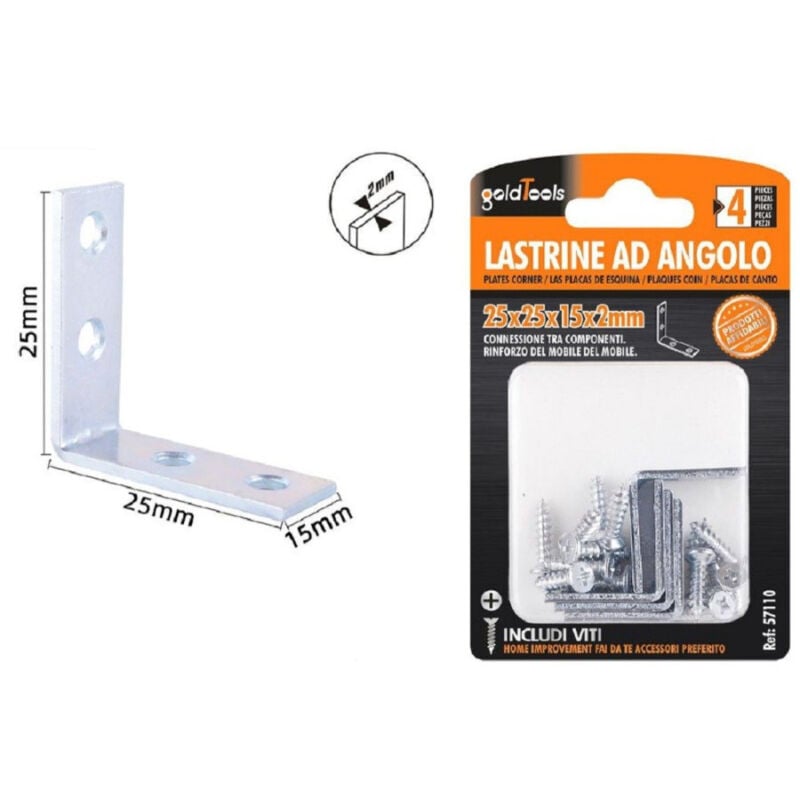 foto del prodotto trade shop traesio kaela set 4 pz lastrine lastrina ad angolo angolare 25x25x15x2mm con viti mobili 57110 