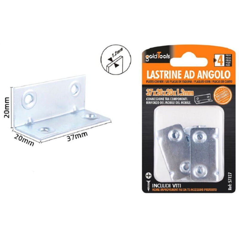foto del prodotto trade shop traesio kaela set 4 pz lastrine lastrina ad angolo angolare 37x20x20x1.2 mm viti mobili 57127 