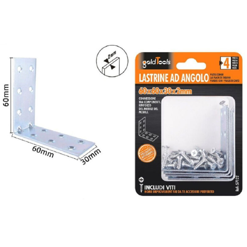 foto del prodotto trade shop traesio kaela set 4 pz lastrine lastrina ad angolo angolare 60x60x30x2mm con viti mobili 57122 