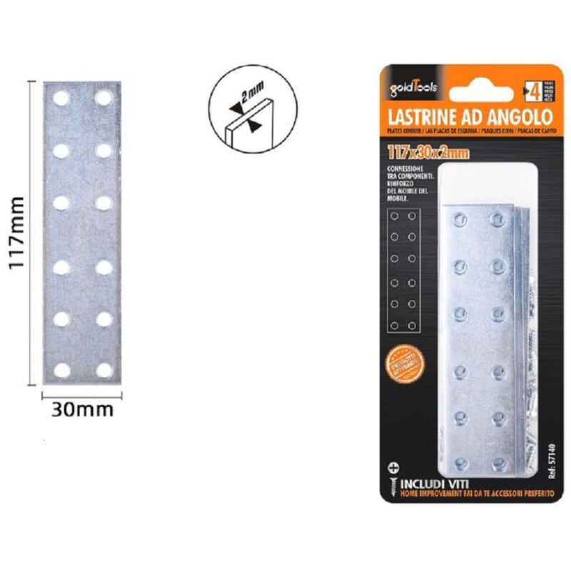 foto del prodotto trade shop traesio kaela set 4 pz lastrine lastrina piastra di giunzione 117x30x2mm con viti mobili 57140 