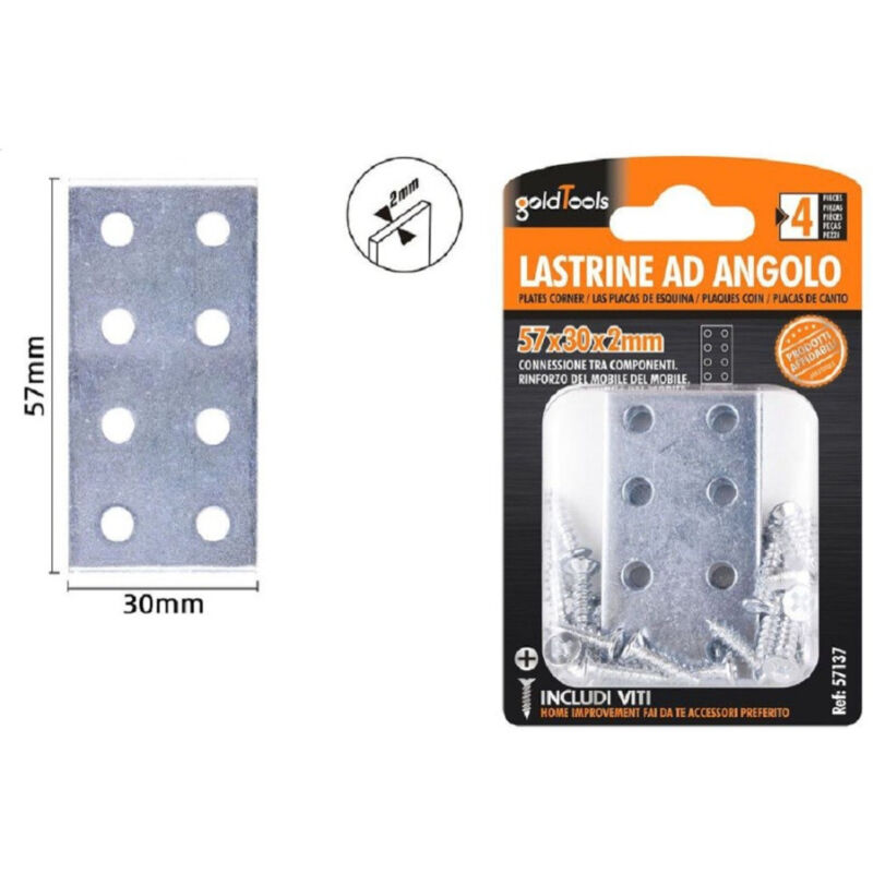 foto del prodotto trade shop traesio kaela set 4 pz lastrine lastrina piastra di giunzione 57x30x2 mm con viti mobili 57137 