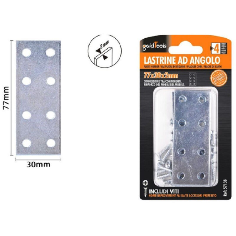 foto del prodotto trade shop traesio kaela set 4 pz lastrine lastrina piastra di giunzione 77x30x2 mm con viti mobili 57138 