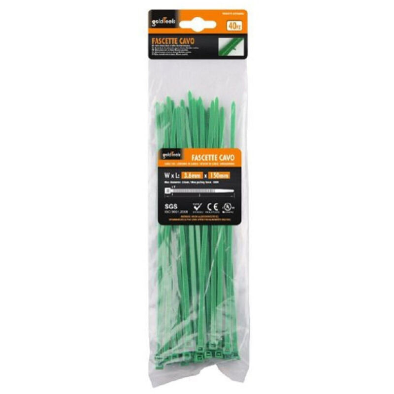 foto del prodotto trade shop traesio kaela set 40 pz fascette cavi cavo verde stringenti in plastica nylon 3.6x150mm 92394 