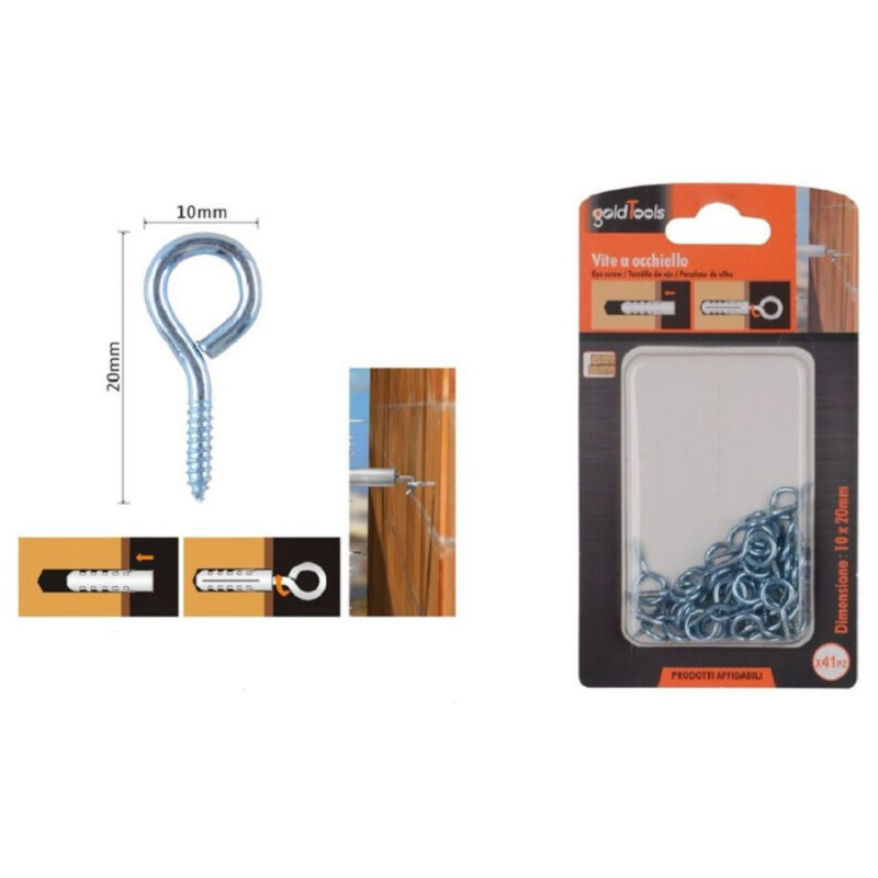foto del prodotto trade shop traesio kaela set 41pz viti vite a occhiello gancio chiuso 10x20mm filettatura per legno 90723 
