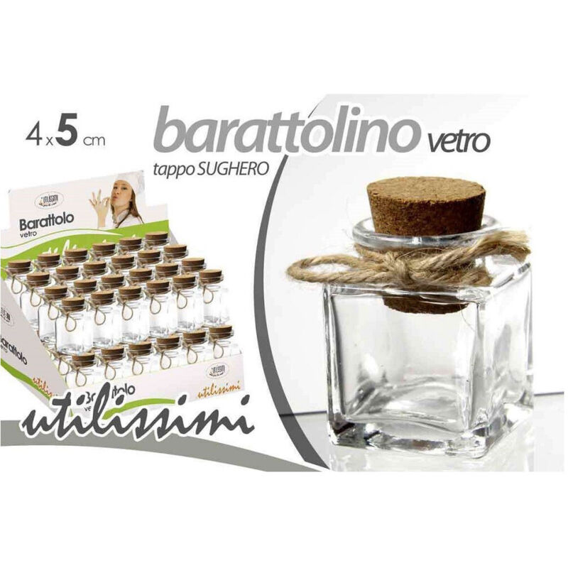 foto del prodotto trade shop traesio kaela set 48 pz barattolo barattolino tappo sughero bomboniera in vetro 4x5cm 715778 