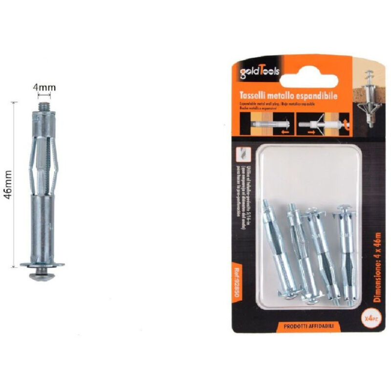 foto del prodotto trade shop traesio kaela set 4pezzi tasselli metallici espandibili viti a espansione stile i 4x46mm 92850 