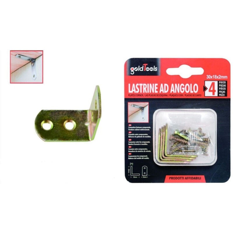 foto del prodotto trade shop traesio kaela set 4pz lastrina lastrine ad angolo forma l 30x18x2mm con viti per mobili 91216 