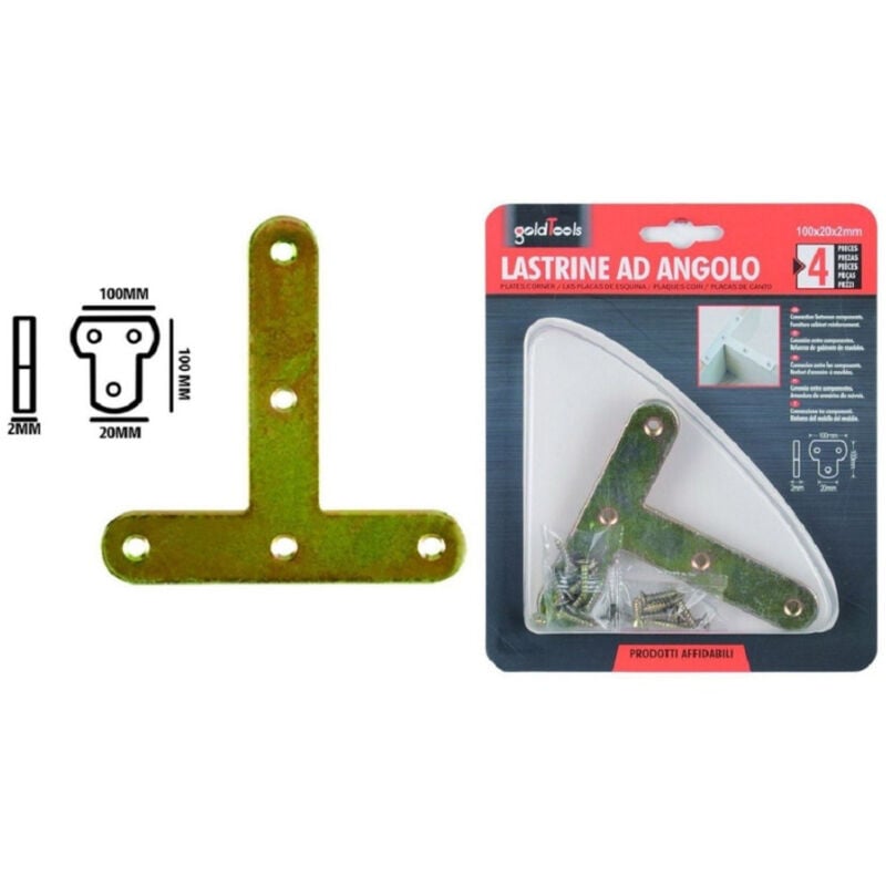 foto del prodotto trade shop traesio kaela set 4pz lastrina lastrine ad angolo forma t 100x20x2mm con viti per mobili 91225 